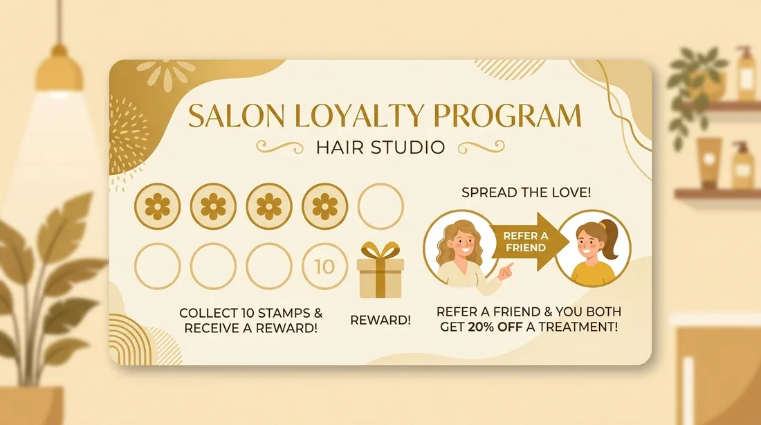 Salon loyalty program with points, rewards, and referral incentives